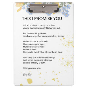 Porte-bloc Je vous promets - Love Poem Poem Poetry