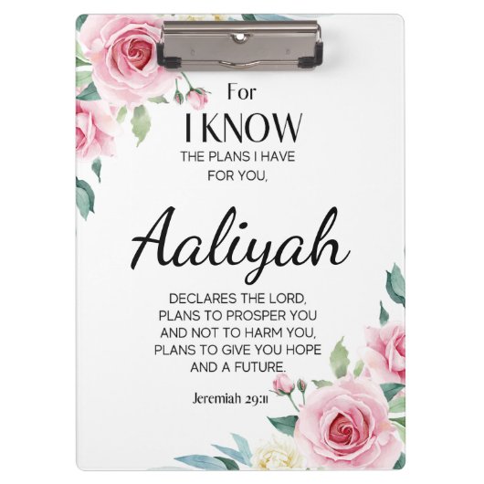 Porte-bloc Jeremiah 29:11 Rose Personnaliser (Devant)