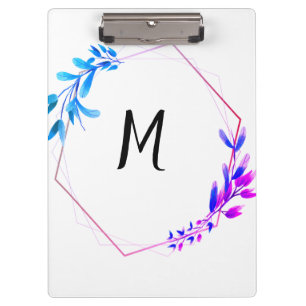 Porte-bloc jeté de monogramme de cercle abstrait floral rose