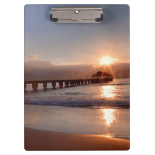 Porte-bloc Jetée de plage au coucher du soleil, Hawaï