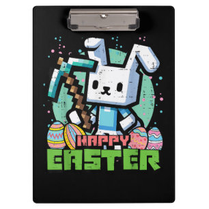 Porte-bloc Jeu de pixels de lapin de Pâques heureux 