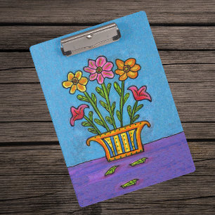 Porte-bloc Joli Bouquet Fleurs Vase Art Populaire