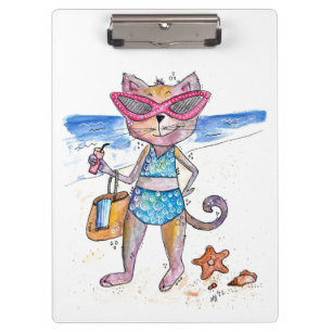 Porte-bloc Joli chat fantaisiste sur la plage