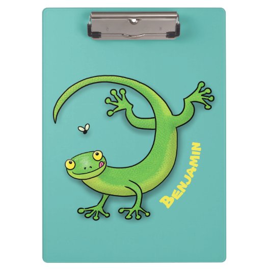 Porte-bloc Joli lézard vert gecko avec dessin animé (Devant)