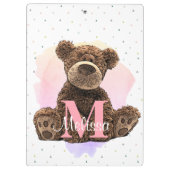 Porte-bloc Joli Monogramme Aquarelle Nom Kids Teddy Bear (Dos)