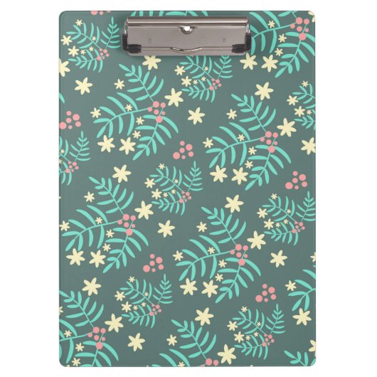 Porte-bloc Joli motif bleu de feuilles et de baies botaniques (Devant)