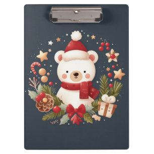 Porte-bloc Joli ours de Noël/d'hiver en couronne