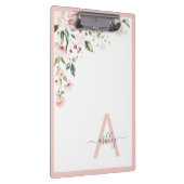 Porte-bloc Joli rose Floral Script Monogramme Nom initial (Swatch)