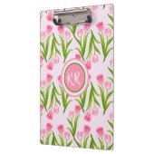 Porte-bloc Joli Tulipe rose Fleurs Florales Feuille Monogramm (Gauche)