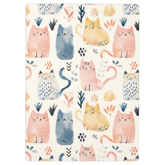 Porte-bloc Jolie aquarelle chats nom de script recette (Dos)