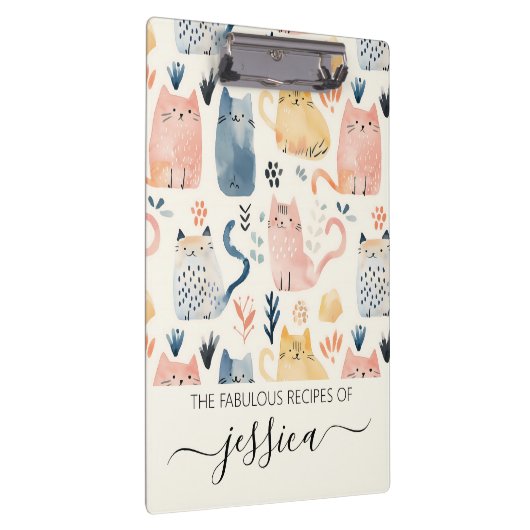 Porte-bloc Jolie aquarelle chats nom de script recette (Swatch)