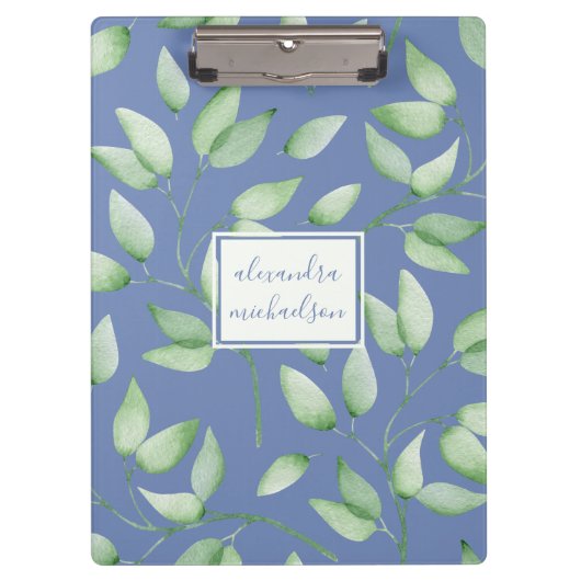 Porte-bloc Jolie aquarelle Feuilles botaniques avec nom (Devant)