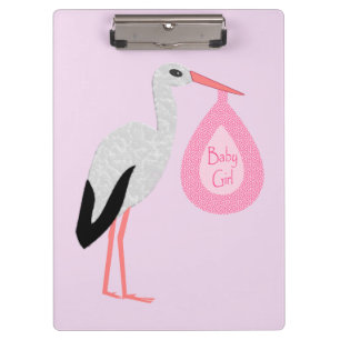 Porte-bloc Jolie chatte rose bébé fille Stork