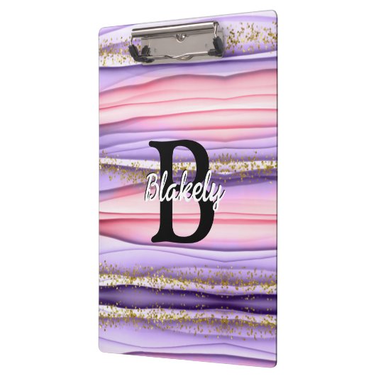 Porte-bloc Jolie fille rose et violet Monogramme initial (Gauche)