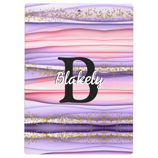 Porte-bloc Jolie fille rose et violet Monogramme initial (Dos)