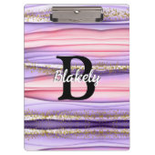 Porte-bloc Jolie fille rose et violet Monogramme initial (Devant)