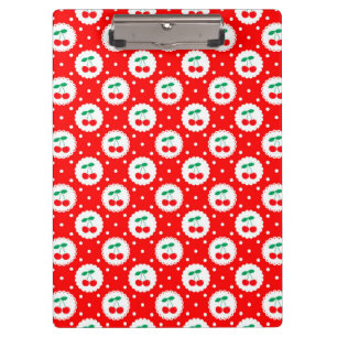 Porte-bloc Jolies cerises d'été vintage sur fond rouge vif