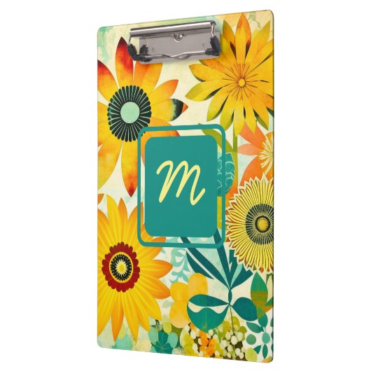 Porte-bloc Jolies fleurs d'art populaire Monogrammé (Gauche)