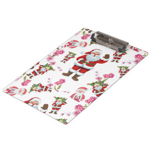 Porte-bloc Jolly Santa Claus & Pink Floral Christmas