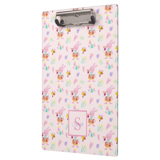 Porte-bloc Jote Monogram rose Rabbit & Bee Garden Motif (Gauche)