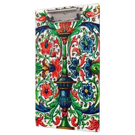 Porte-bloc Joyaux Tons Médiéval Fleurs Manuscrits Scrolls (Gauche)