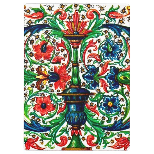 Porte-bloc Joyaux Tons Médiéval Fleurs Manuscrits Scrolls (Dos)