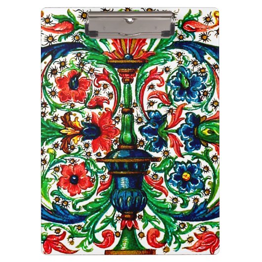 Porte-bloc Joyaux Tons Médiéval Fleurs Manuscrits Scrolls (Devant)