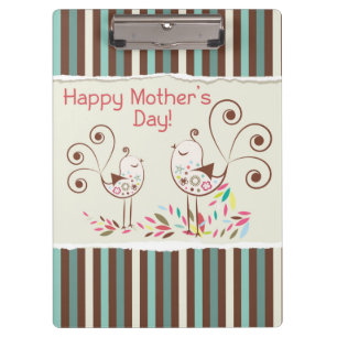 Porte-bloc Joyeuse fête des mères, mignons oiseaux sur les ba
