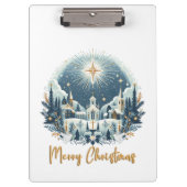 Porte-bloc Joyeux Noël bleu et or (Devant)