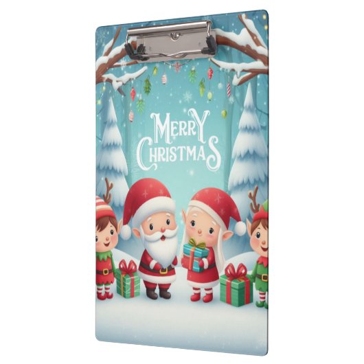 Porte-bloc Joyeux Noël/père Noël/neige elfes (Gauche)