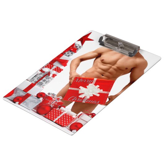 Porte-bloc Joyeux Noël SlipperyJoe cadeau blanc rouge argent (Incliné)