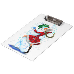 Porte-bloc Joyeux Snowman et Fille Dance Tango fête de Noël