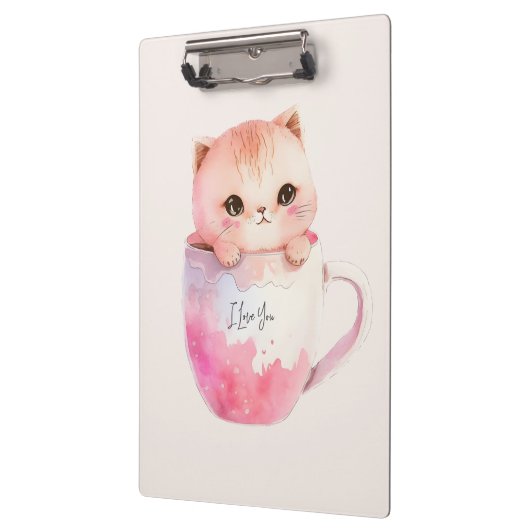 Porte-bloc Kawaii Chat Chibi Rose Blushing (Gauche)