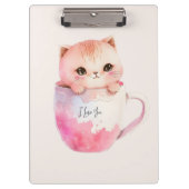 Porte-bloc Kawaii Chat Chibi Rose Blushing (Devant)