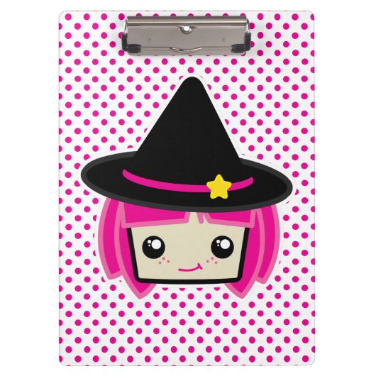 Porte-bloc Kawaii Pink Haired Witch Clip Board (Devant)