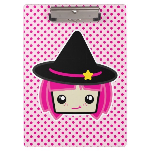Porte-bloc Kawaii Pink Haired Witch Clip Board (Devant)