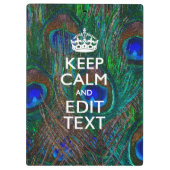 Porte-bloc Keep Calm and Your Text on Peacock Feathers (Dos)