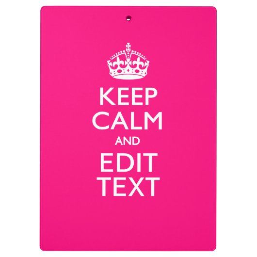 Porte-bloc KEEP CALM personnalisé et votre texte sur Fuchsia (Dos)