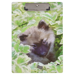 Porte-bloc Keeshond Puppy in the Garden Peinture Art original