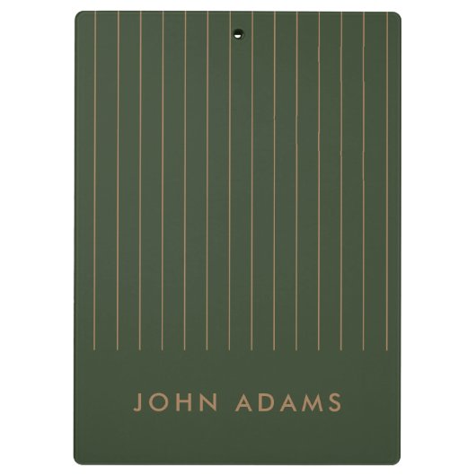 Porte-bloc Khaki Green Gold Stripe personnalisée classique (Dos)