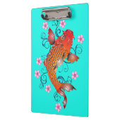 Porte-bloc Koi poisson oriental floral orange turquoise éléga (Gauche)