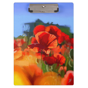 Porte-bloc La maison aux coquelicots - peinture à l'huile