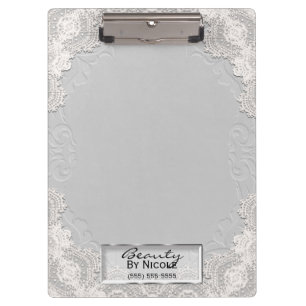 Porte-bloc Lace Blanche Suède Élégant Chic Glam Personnalisé