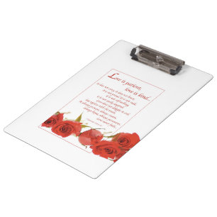 Porte-bloc L'amour est Patient Rose Rouge