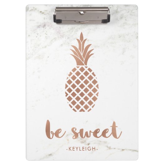 Porte-bloc L'ananas de rose rose sur le marbre blanc | soit (Devant)