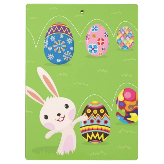 Porte-bloc Lapin de Pâques espiègle avec les oeufs peints (Dos)