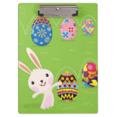 Porte-bloc Lapin de Pâques espiègle avec les oeufs peints (Devant)