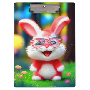 Porte-bloc Lapin rouge portant des lunettes américaines-44244