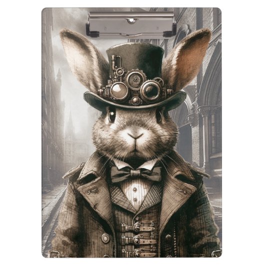 Porte-bloc Lapin Steampunk à Londres  (Devant)