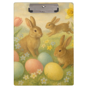 Porte-bloc Lapin vintage/Lapin de Pâques/Flaque de printemps